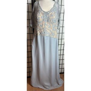 Mayqueen Couture Silver Mother of the Bride Beaded Embroidered Formal Gown